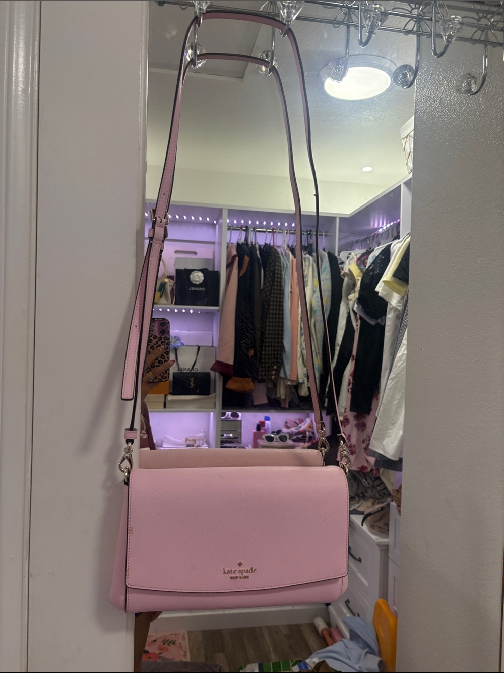 kate spade blush pink leather crossbody bag